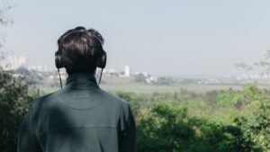man-listening-music-nature Image